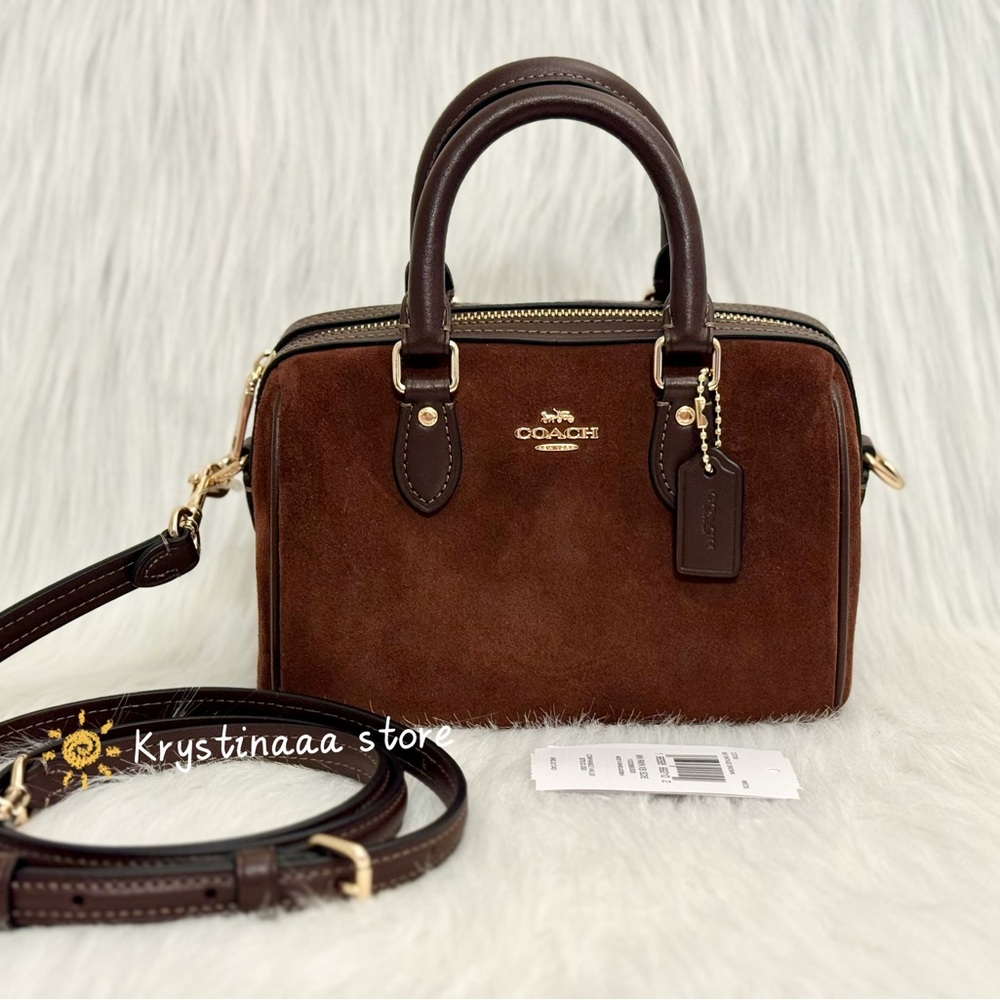 NWT Coach Mini Rowan Crossbody Bag CCF29 suede/Vintage Brown - Picture 11 of 16